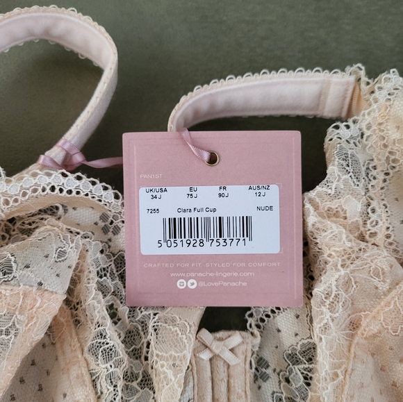 Panache Clara Full Cup Bra 7255 Underwired Non-Padded, Size 34J, Nude colour,New - Picture 4 of 16